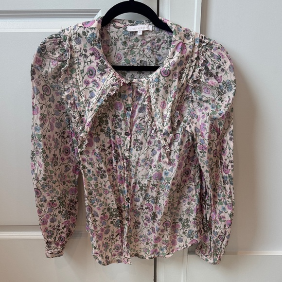 Olivaceous Tops - Floral Long Sleeve Blouse